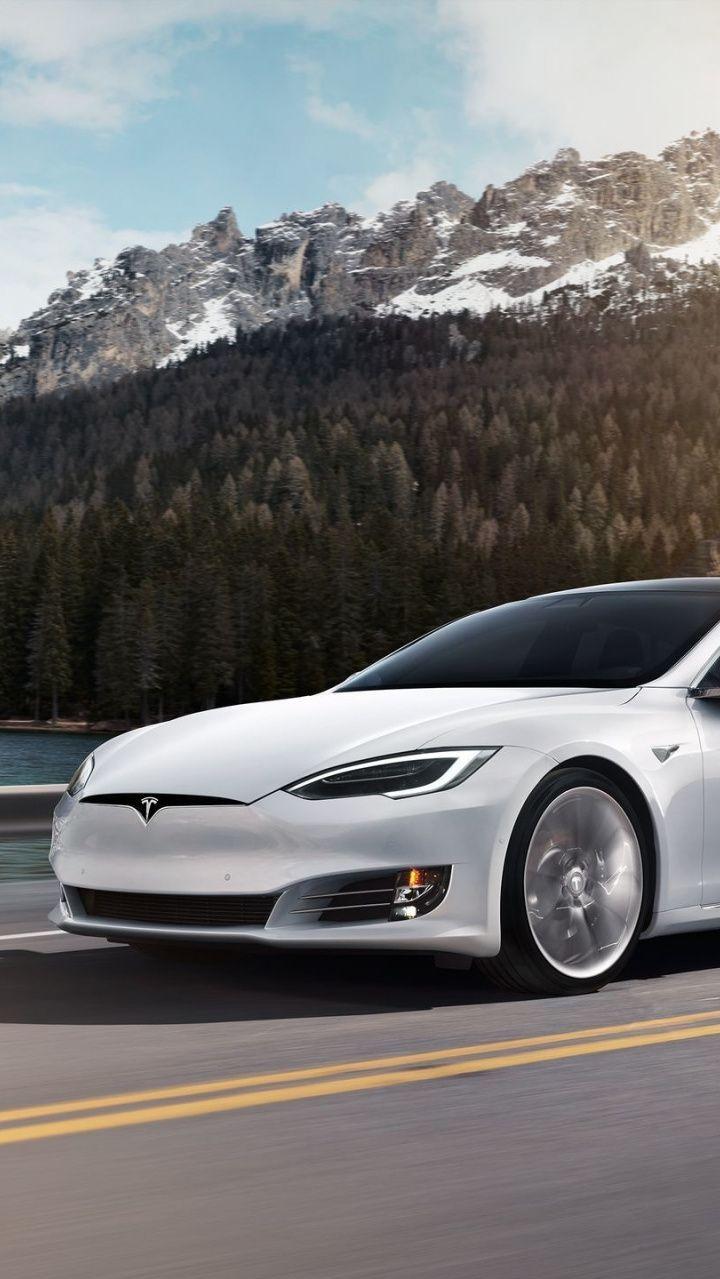 Magnificent Wallpaper White Sedan Tesla Model