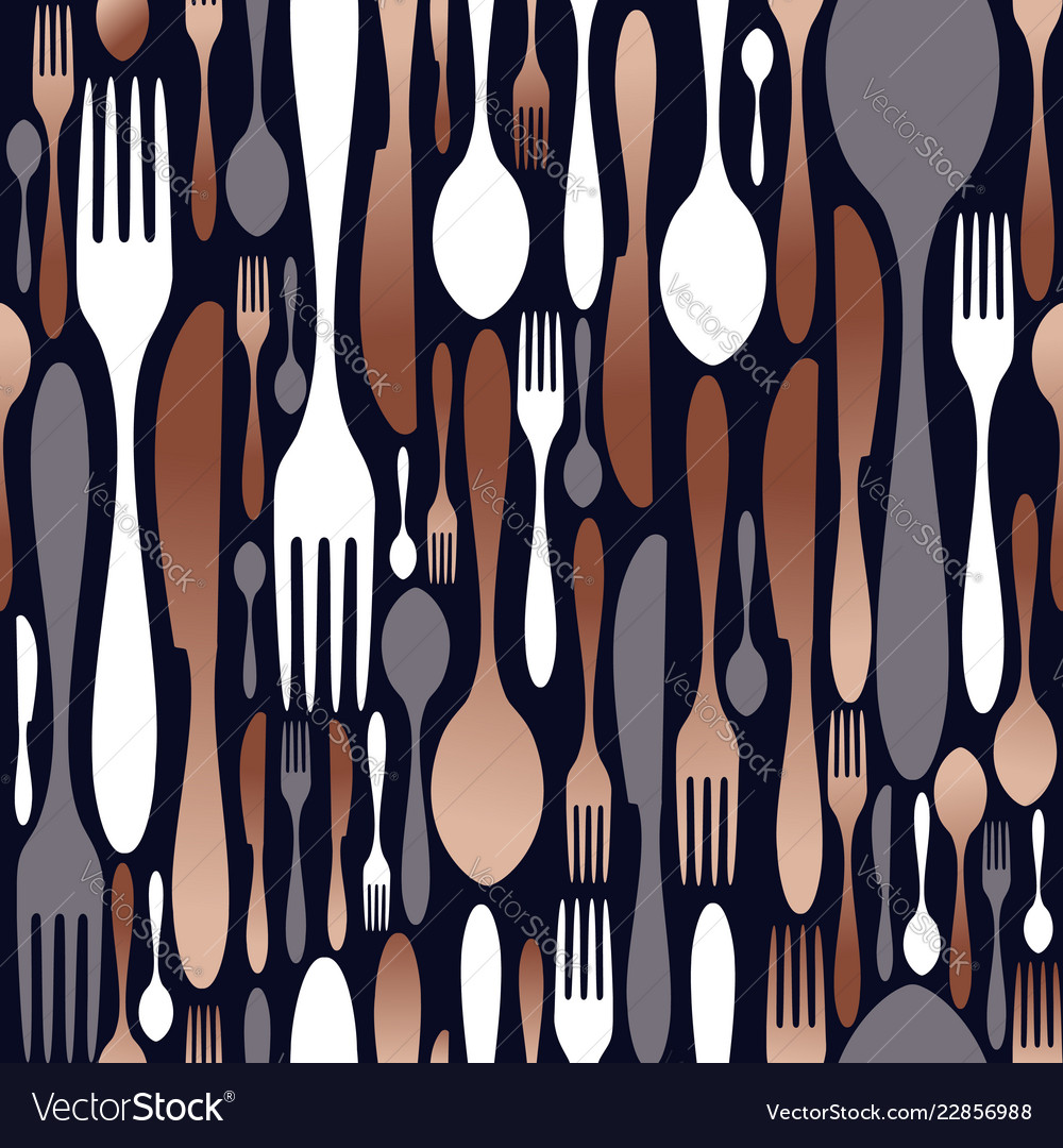 Copper Cutlery Seamless Pattern Background Vector Image
