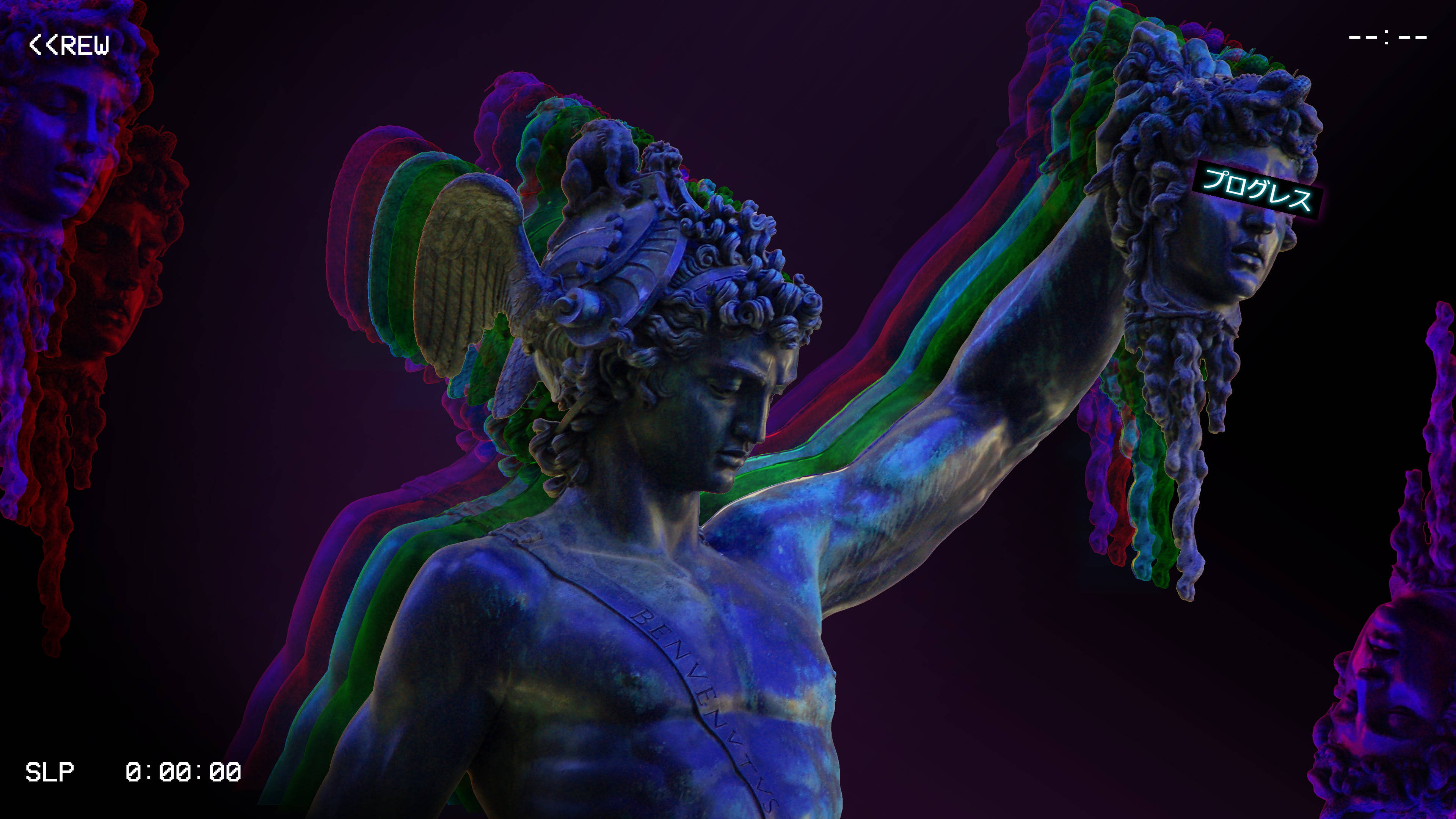 Statue Purple Aesthetic Laptop Wallpaper