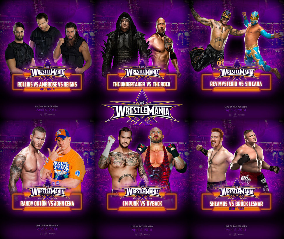 wrestlemania 30 match card