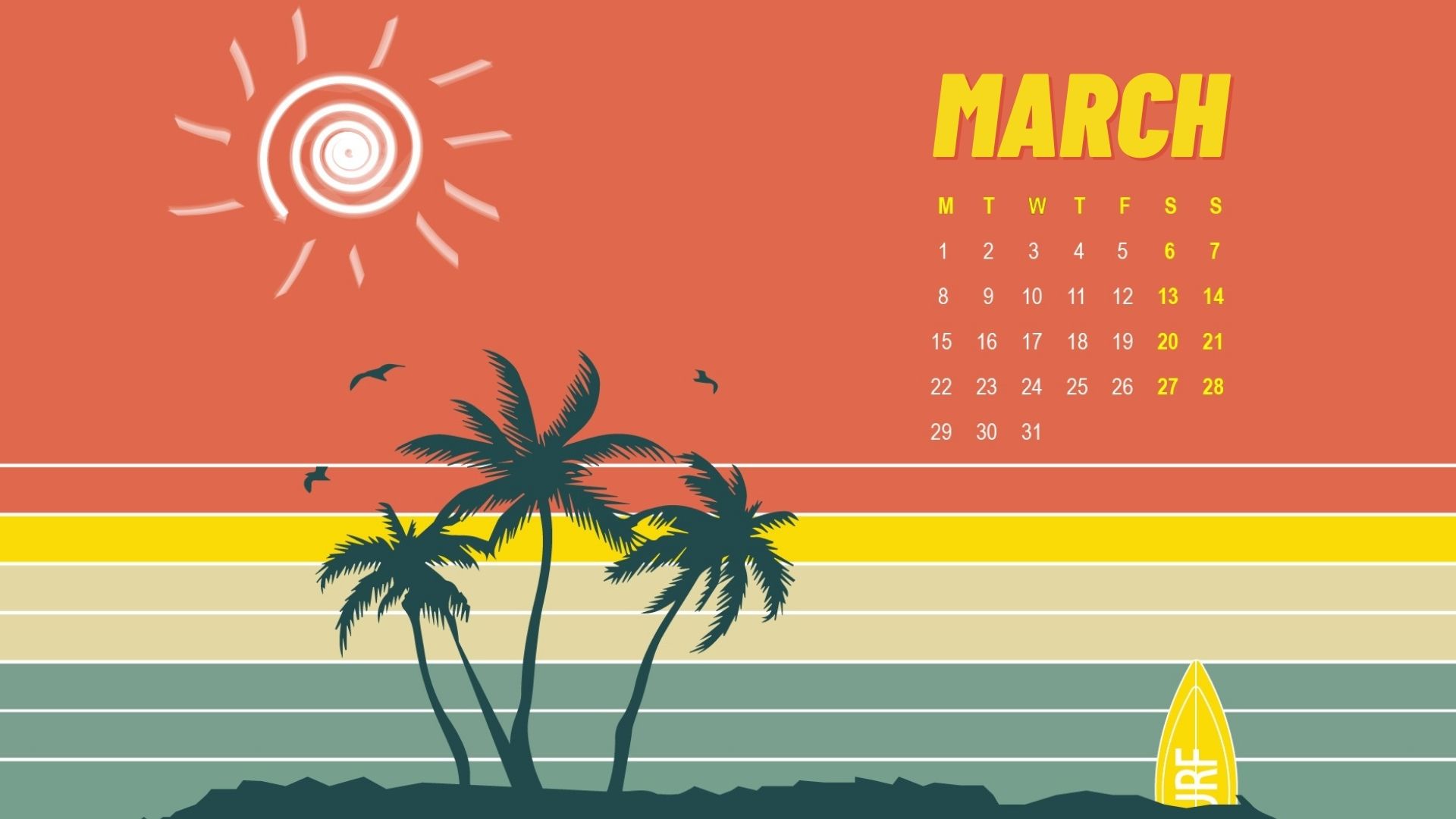 March Calendar HD Wallpaper