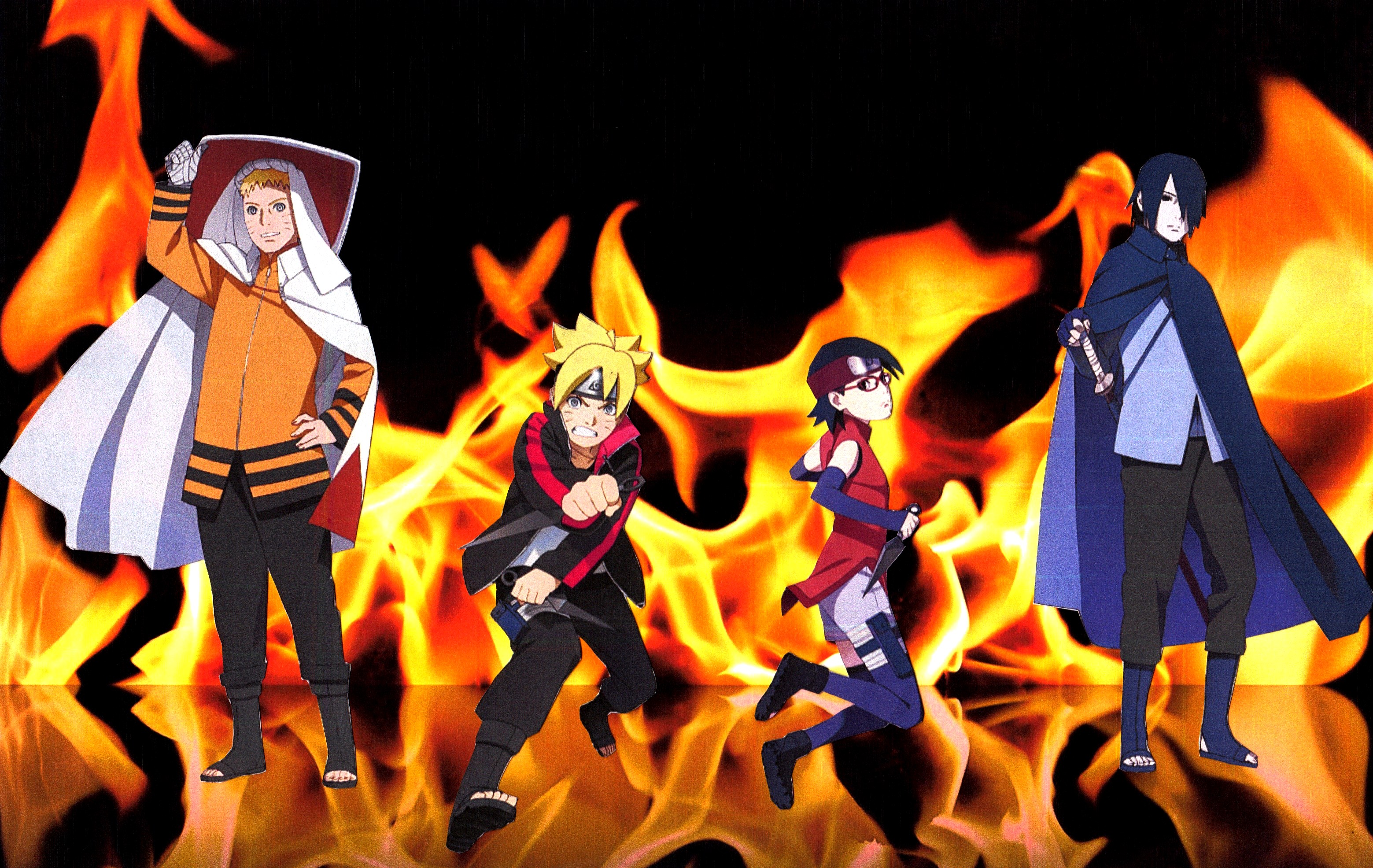 Naruto Sasuke Boruto Sarada Fire Wallpaper 2 by weissdrum on