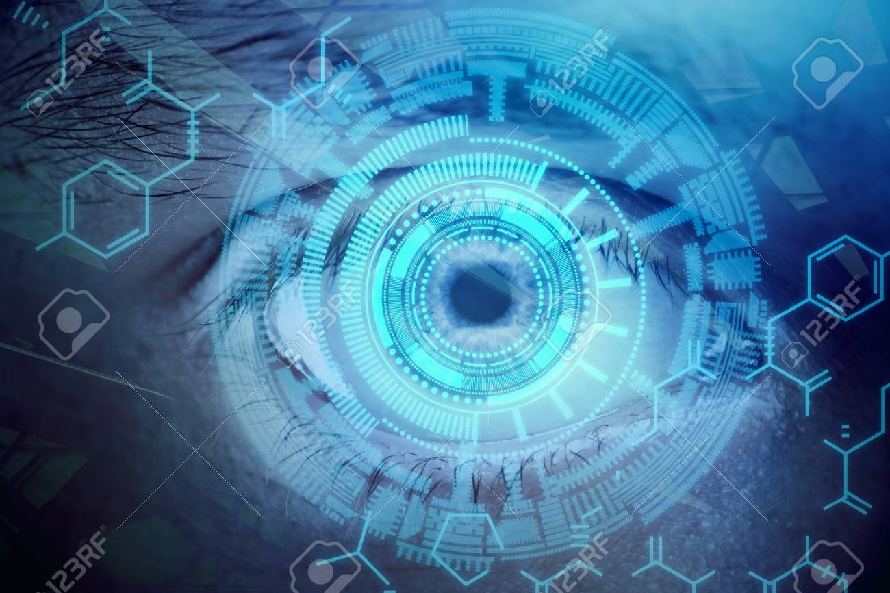 Abstract Digital Blue Eye Wallpaper Vision And Biometrics Concept