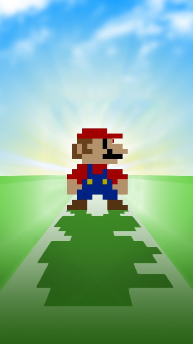 Mario 8bit Shadow iPhone 5 Wallpaper 640x1136