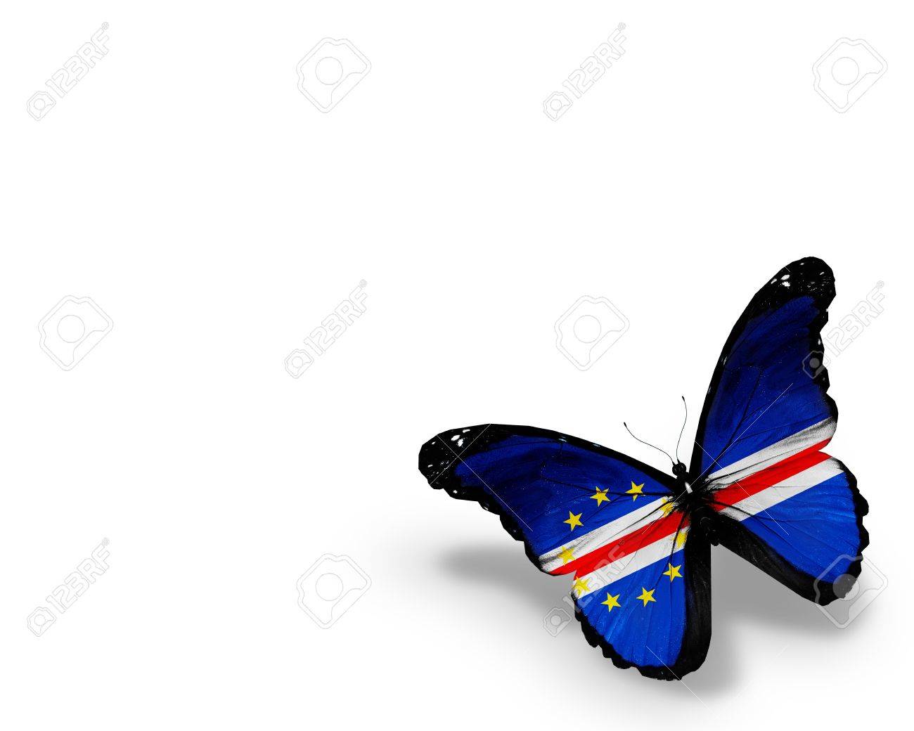 Cape Verde Flag Butterfly Isolated On White Background Stock