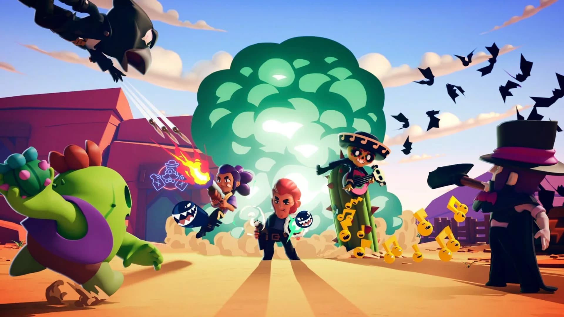 Brawl Stars characters in action-packed scene