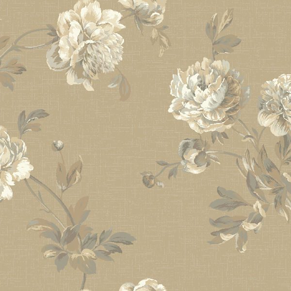 Grey and Beige Whitworth Peony Wallpaper   Wall Sticker Outlet 600x600