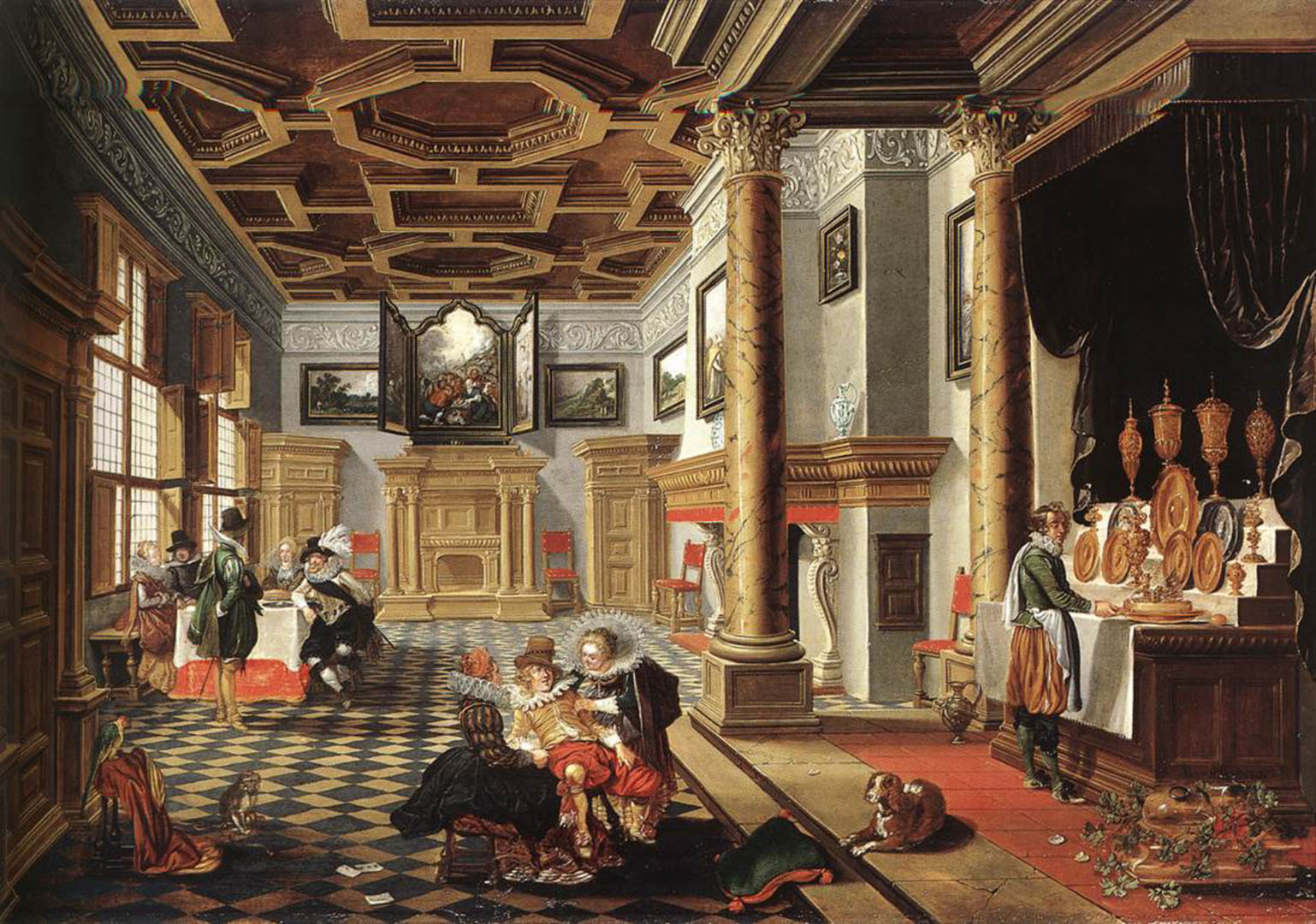 Renaissance Interior With Banqueters   Danish Art Wallpaper Image 1538x1080
