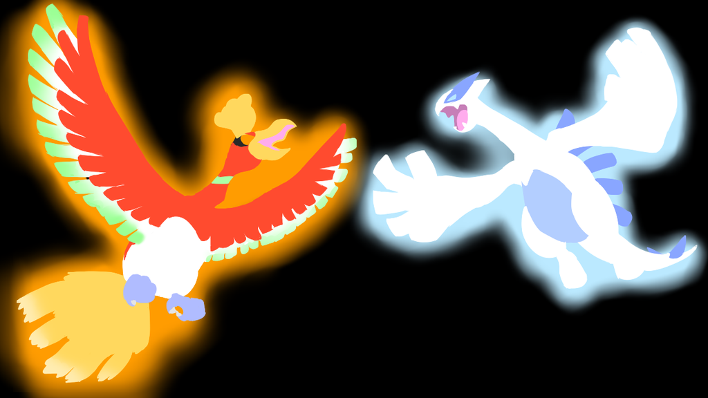 Pokemon Background Ho Oh And Lugia By Flows On