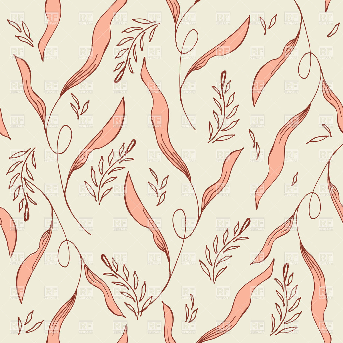 Floral Leaves Seamless Pattern In Pastel Colors Royalty