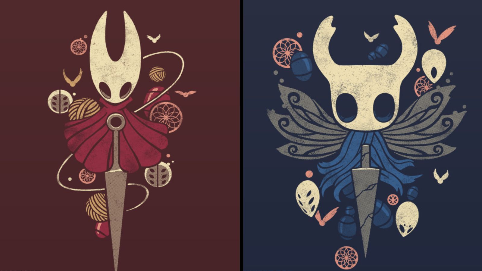 Hollow Knight and Hornet Art in Knight Hollow night