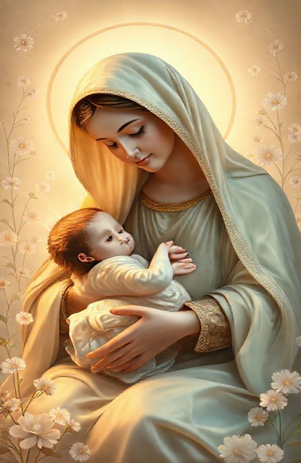 Mother Mary With Baby Jesus Wallpaper