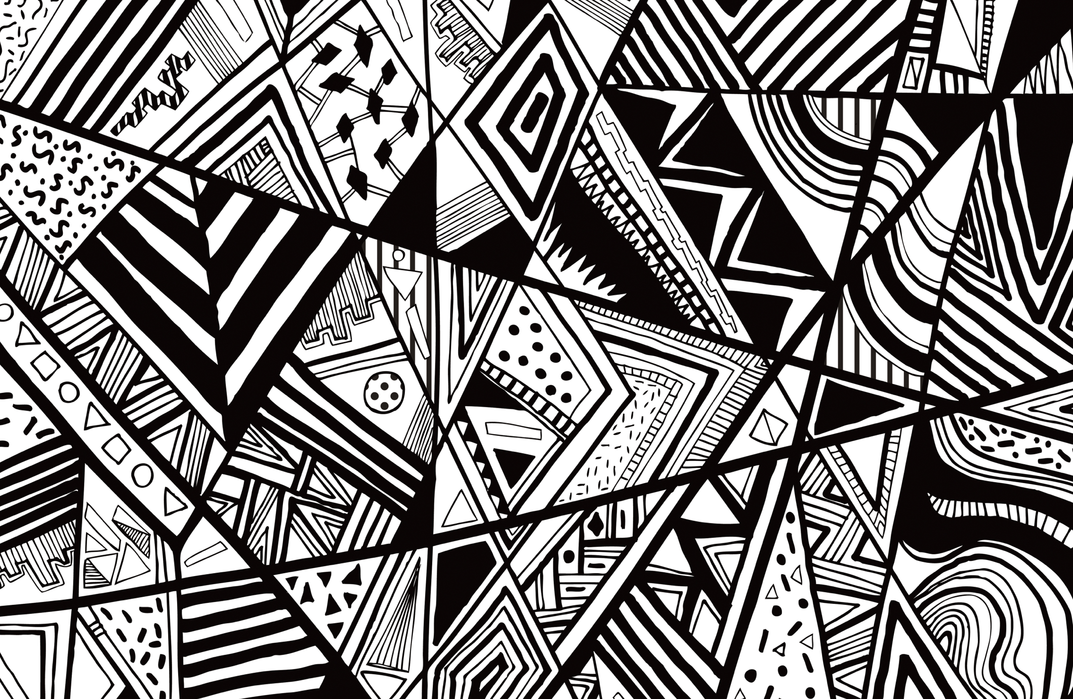 White Abstract Pattern Vector Line Drawing Graphic Pen Textile