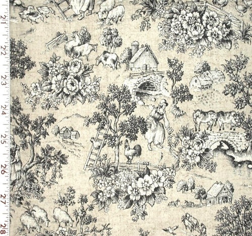 Country Toile Farm Peasant Scenic Wheat Swatches