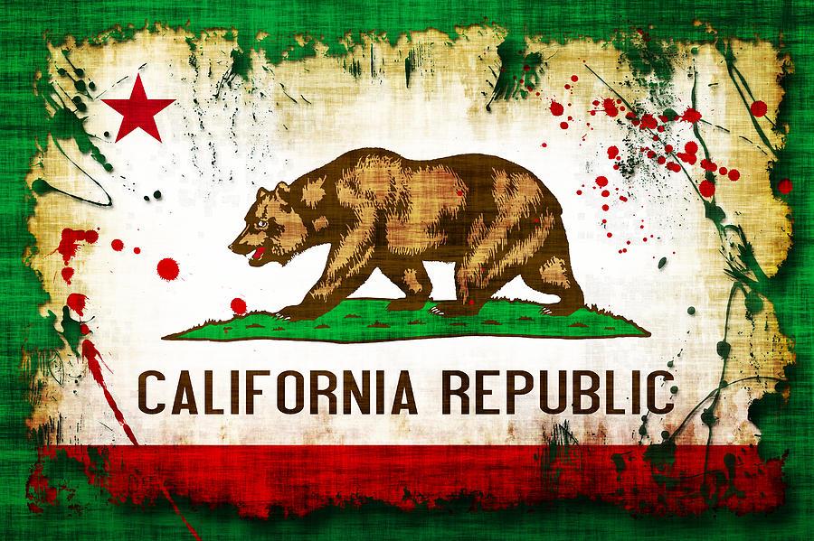 California Flag Grunge Style
