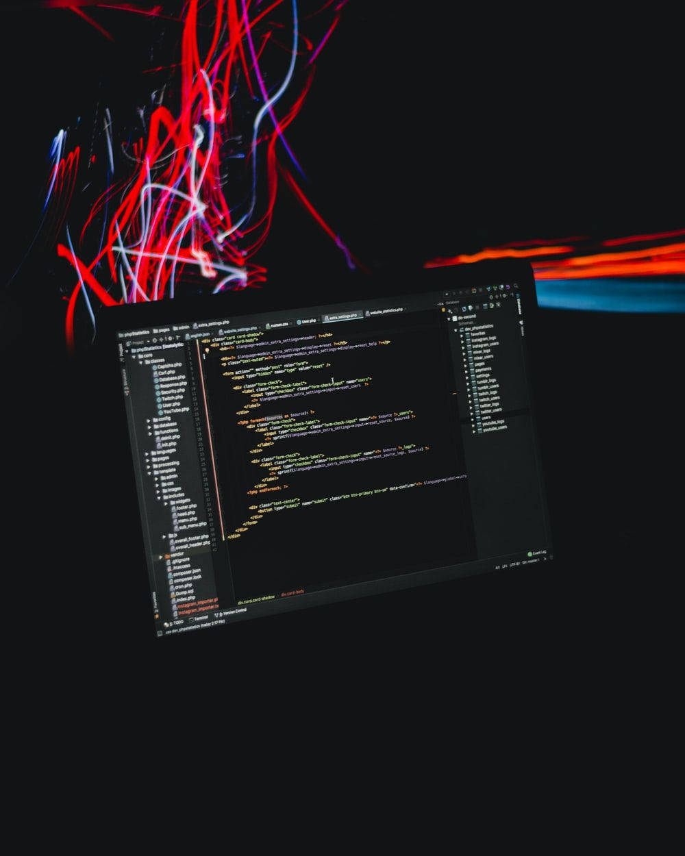 Programming iPhone Laptop With Codes And Wires Wallpaper