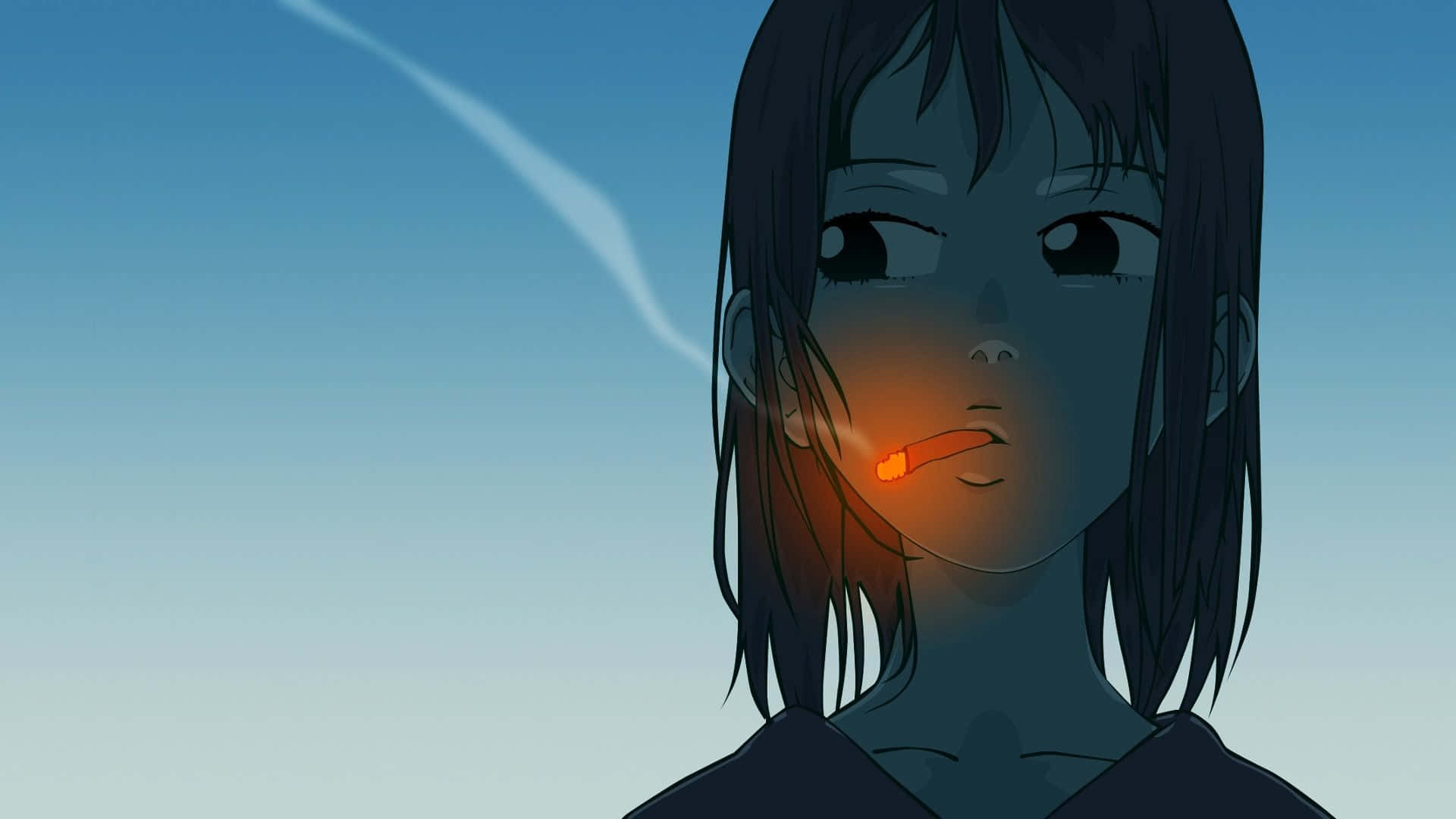 Blue Anime Aesthetic Desktop Wallpaper