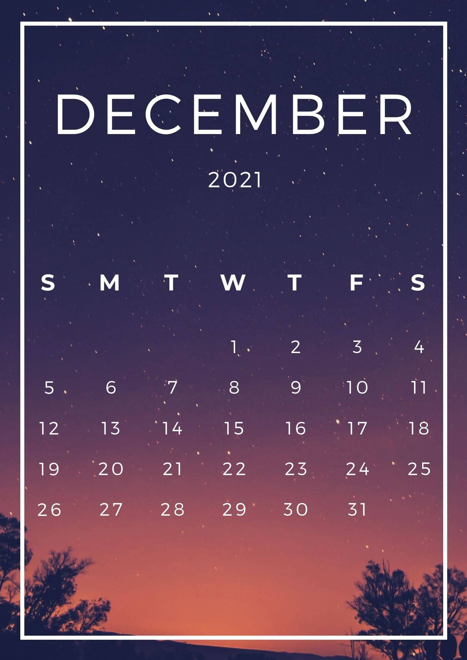 iPhone December Calendar Wallpaper