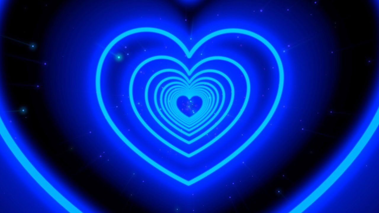 Blue Neon Lights Love Heart Tunnel Background Video