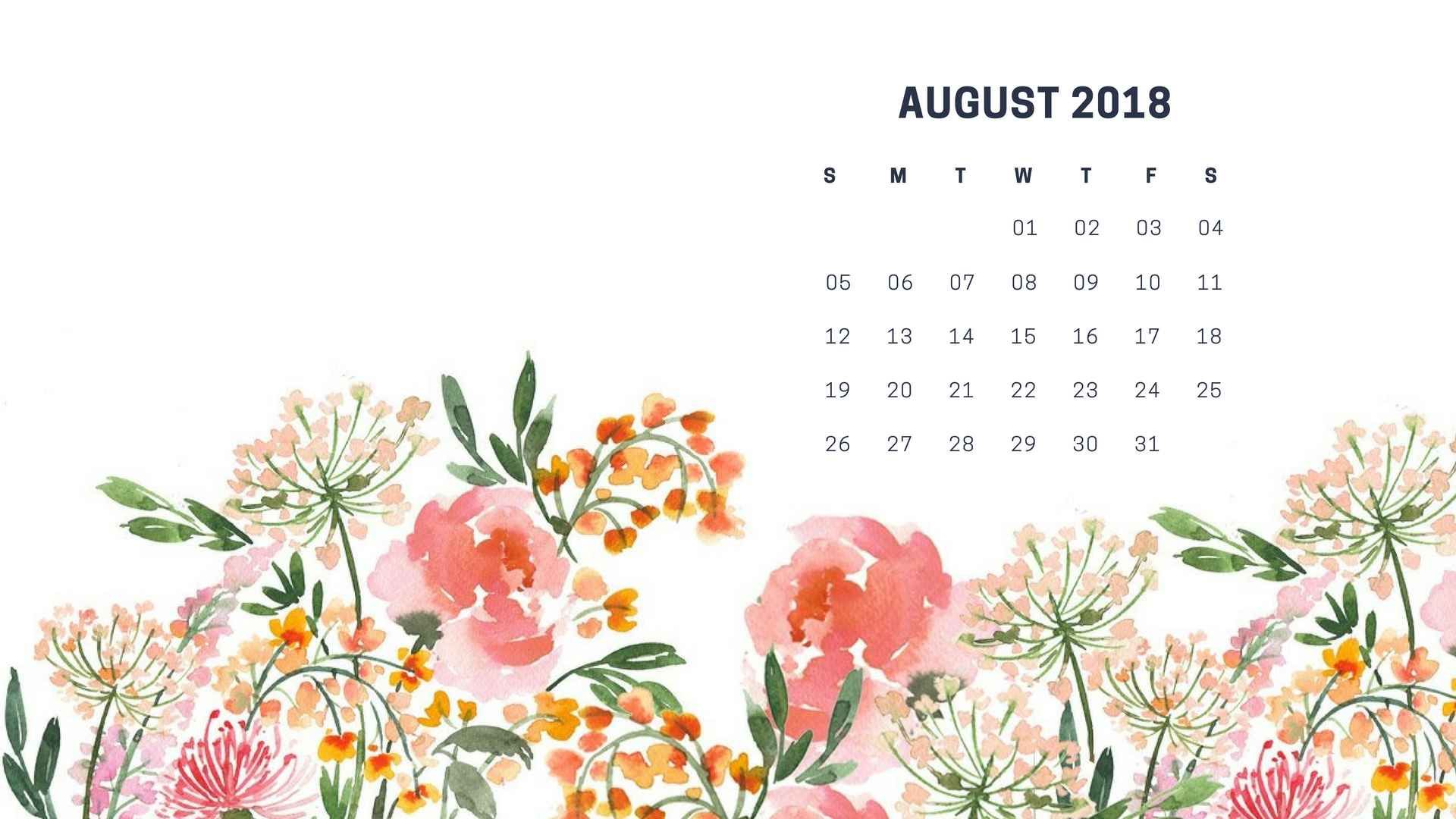 Awesome August Calendar Wallpaper HD Printable