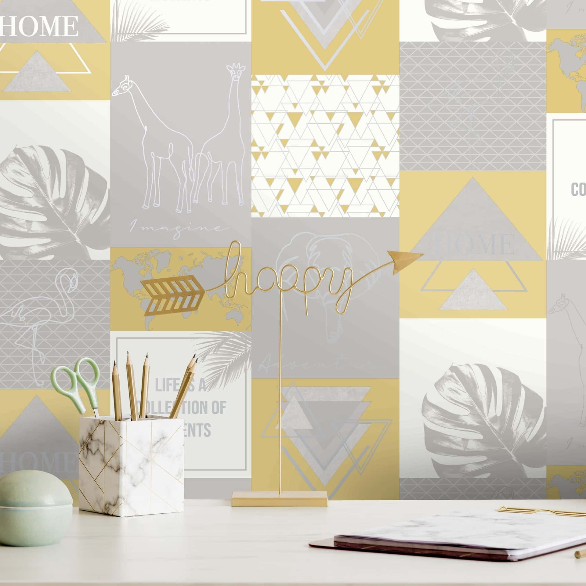 Gray And Yellow Wallpaper