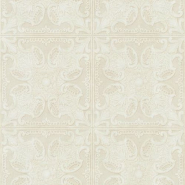 Embossed Textured Cream Taupe Faux Ceiling Tile Heavy Duty Wallpaper