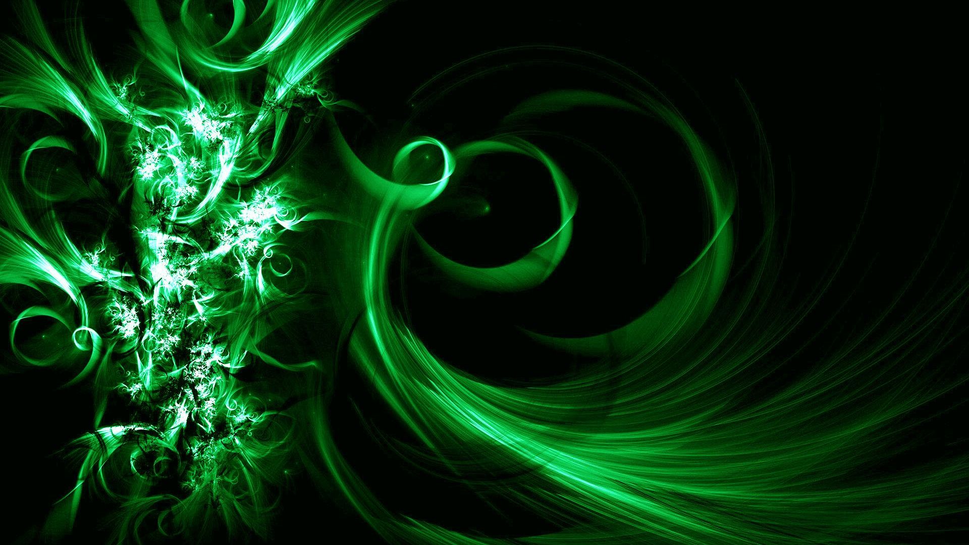 Green Glowing Spirals Wallpaper