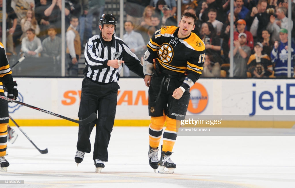 Milan Lucic Of The Boston Bruins Goes To Penalty Box After