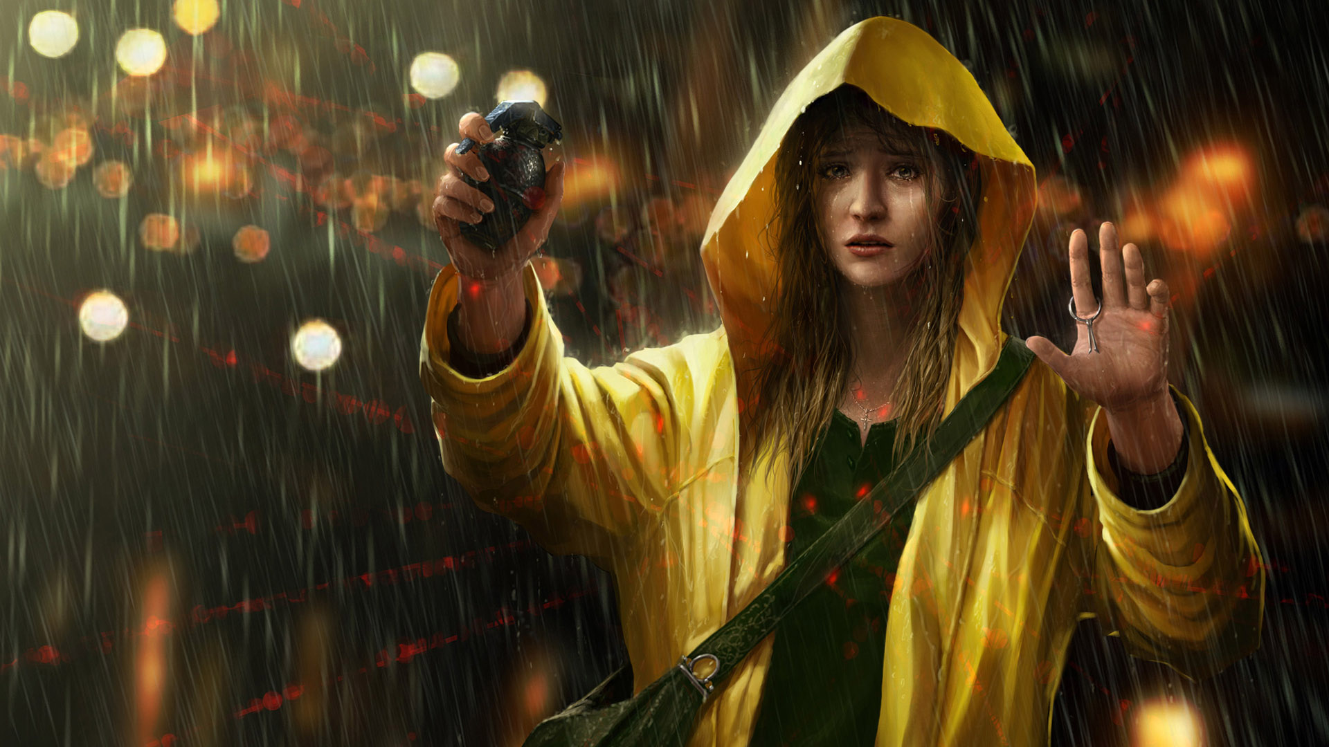 Girl In Rain Wallpaper HD