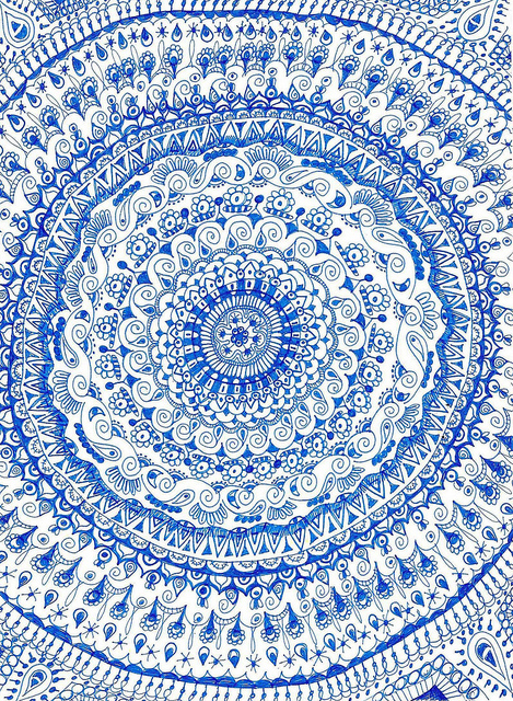 china pattern blue white boho royal blue lace