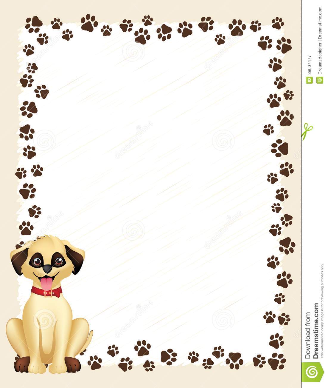 Cute Paw Print Background Prints Border With Dog