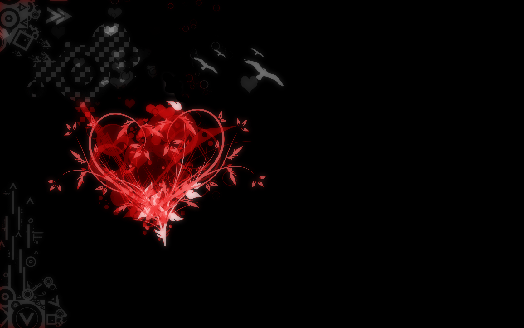 Red Digital Wallpaper Art Hearts Black
