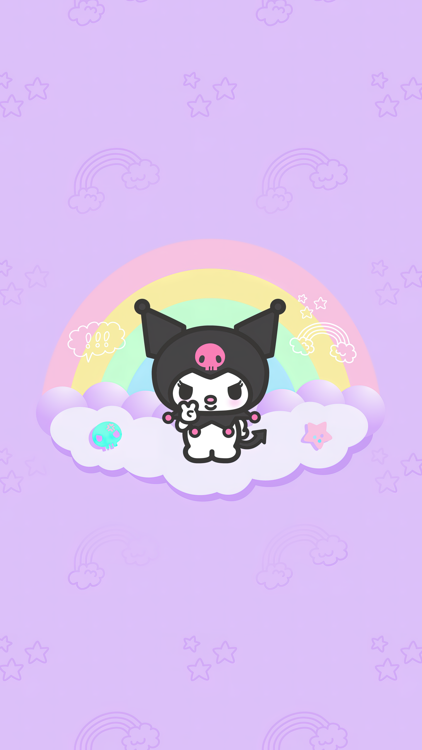 Kuromi Wallpaper 4k Hello Kitty Black Jester Hat