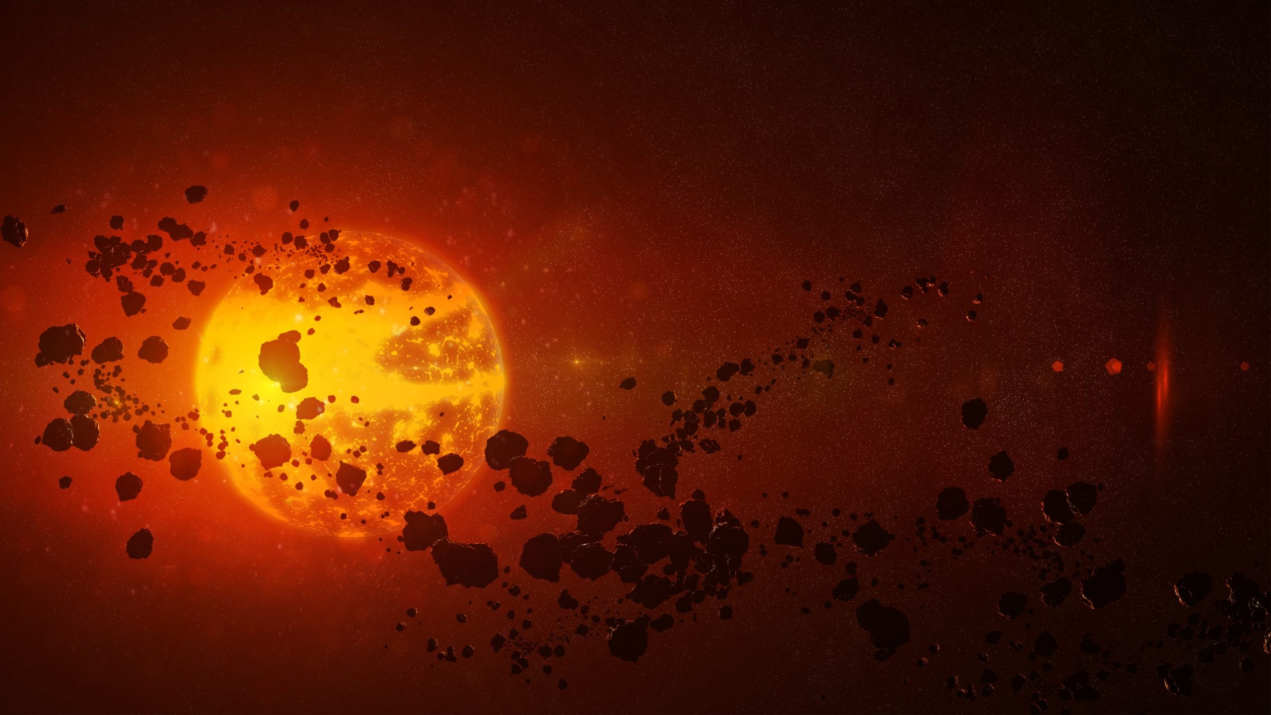 Space Rocks Asteroid And Sun Wallpaper HD For Desktop