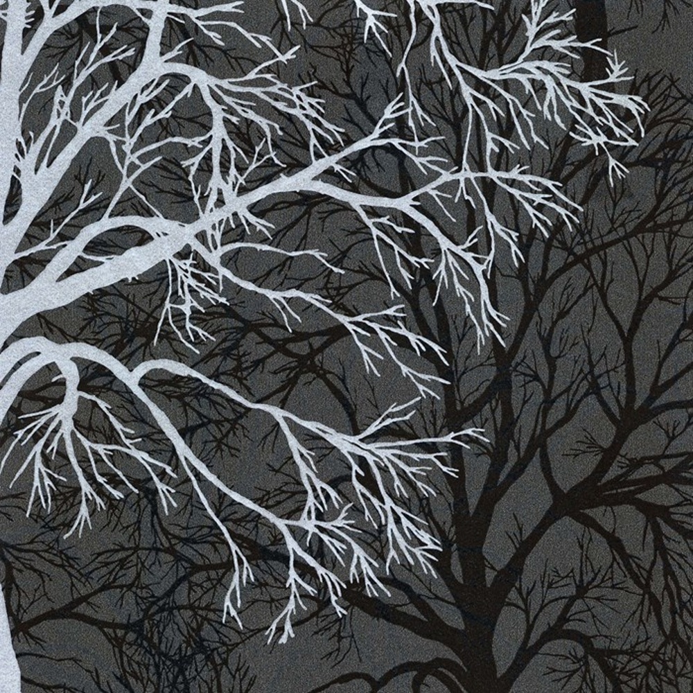 Home Wallpaper Graham Brown Gothic Silver Black Tree Pattern