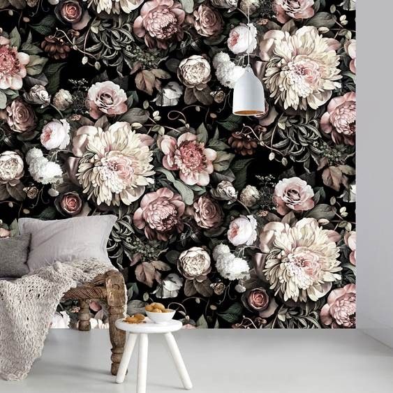 Floral Ii Black Saturated Wallpaper Collection Webshop Ellie