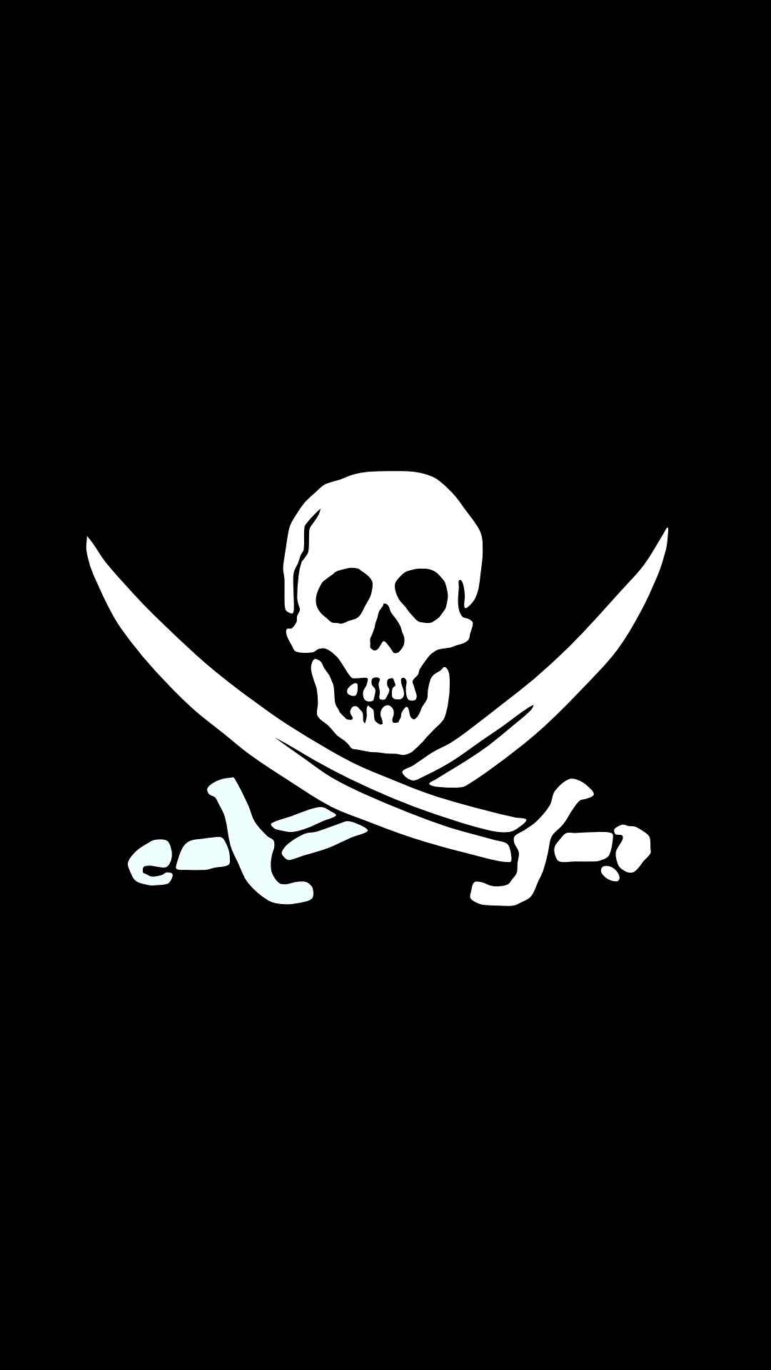 Jolly Roger Pirate Skull Preto E Branco Android Wallpaper