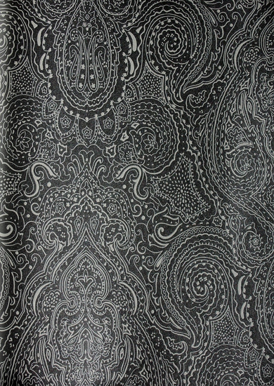 Vaujours Paisley Wallpaper A Design In Silver On Black
