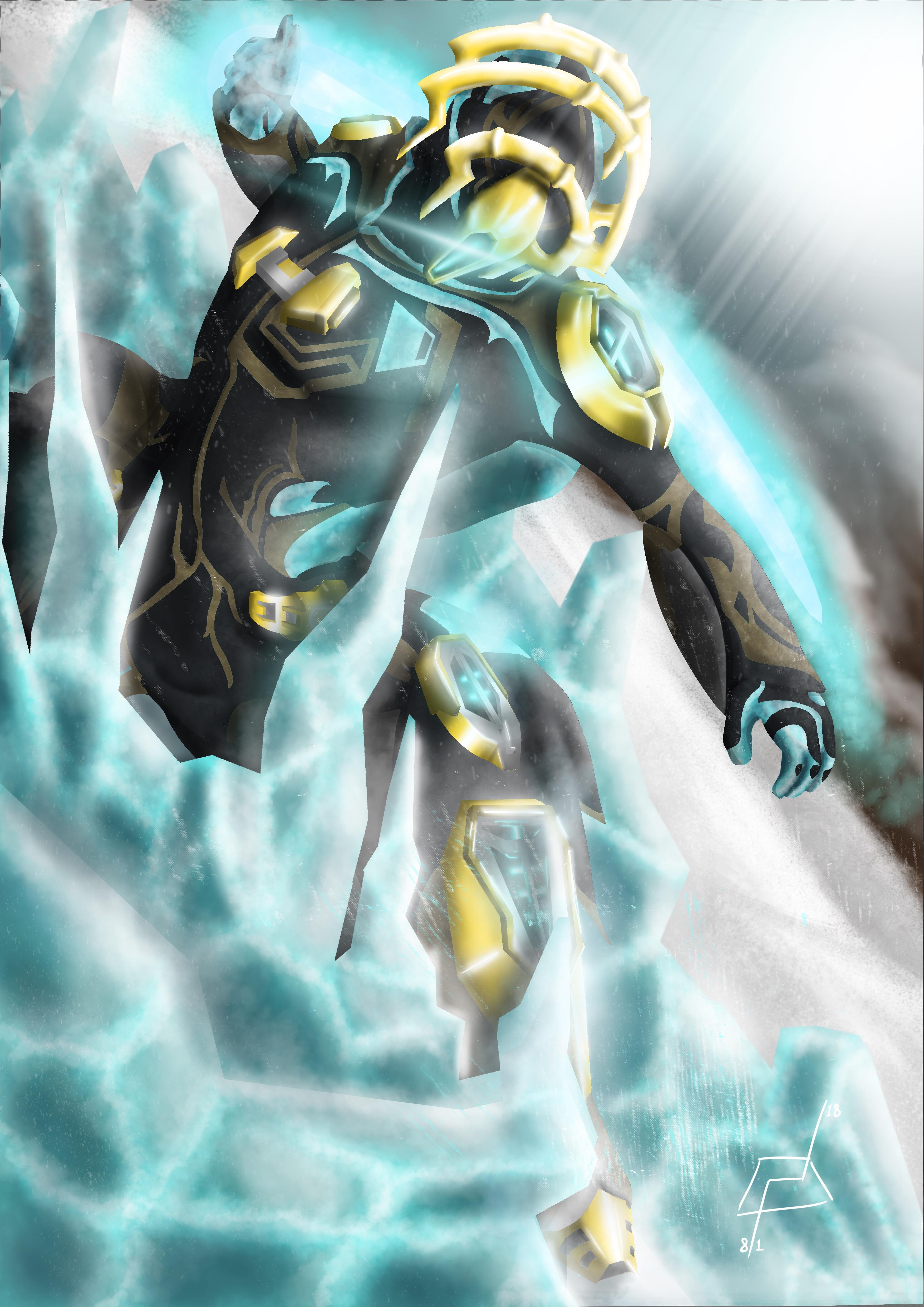 My first fanart of warframes frost prime with my own little twist 3508x4961