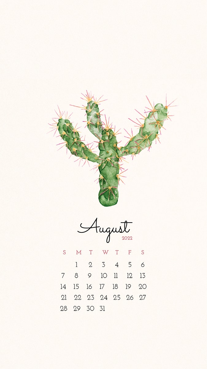 Cactus August Calendar Template Psd Rawpixel