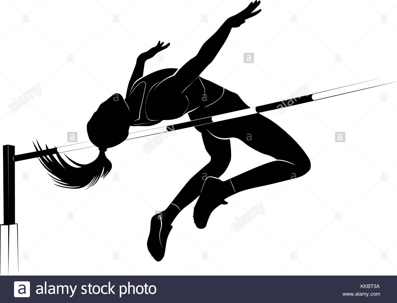 Vector Silhouette Female Athlete Jumping Over The Bar High Jump