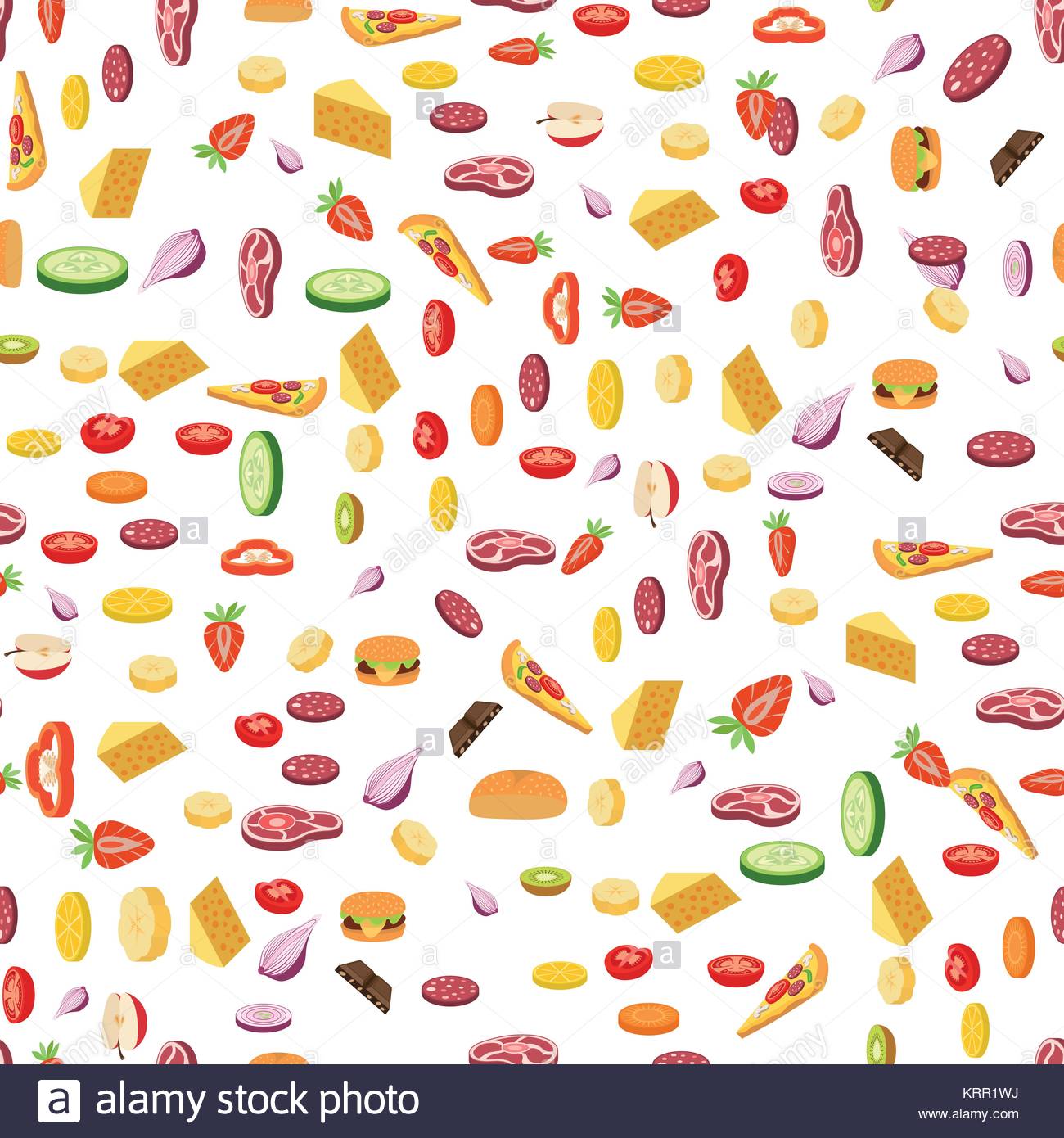 Vector Seamless Color Pattern Everyday Food Background