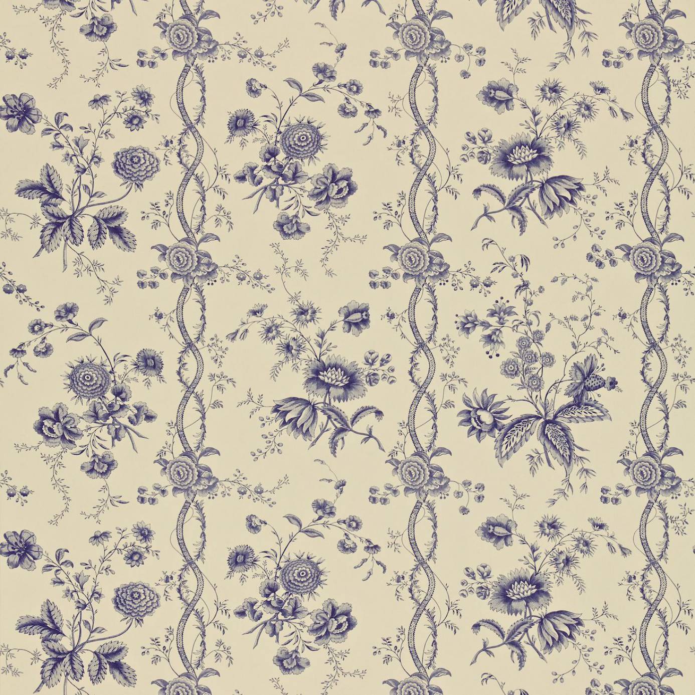 Home Wallpaper Sanderson Toile Floral Stripe