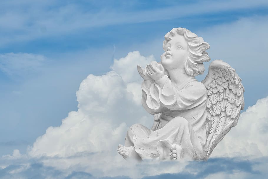 Cherub Figurine Angel Sky Wing Heavenly Faith