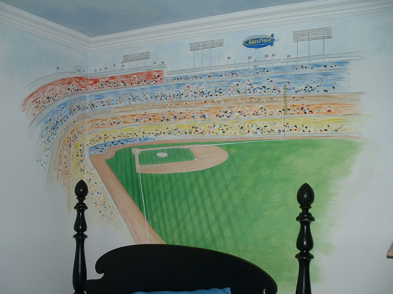 Baseball Home Decor Stadium Score Board Full Wall Mural