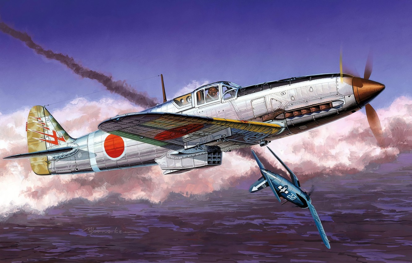 Wallpaper War Art Airplane Painting Aviation Ww2 Japanese