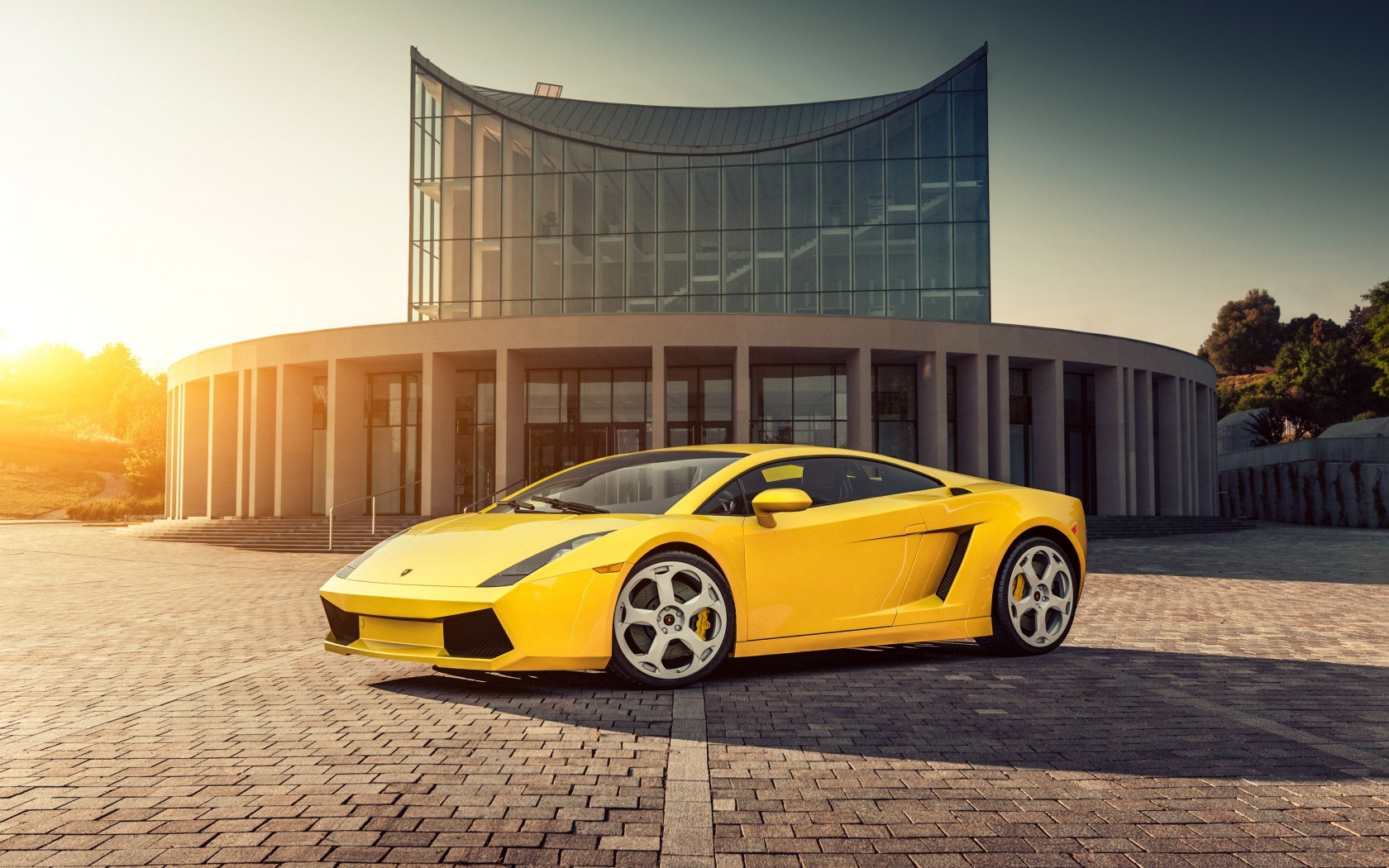 Lamborghini Gallardo Yellow Car Museum Reflection Auto Wallpaper