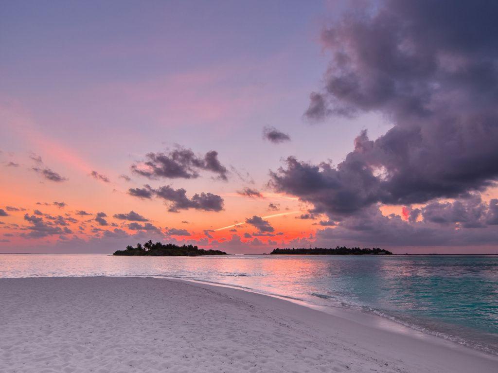 Desktop Wallpaper Beach Island Sunset Clouds Nature HD Image