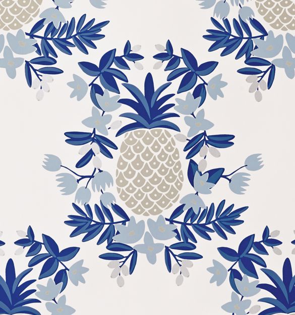 Navy Pineapple Wallpaper From Rifle Paper Co