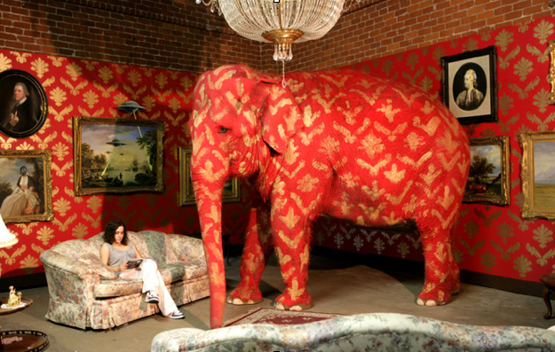 Camouflage With The Background But Its Hard To Ignore An Elephant